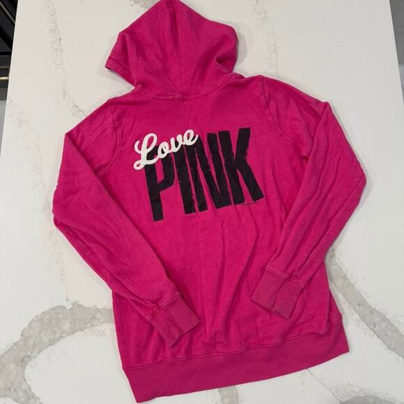 Vintage Victoria's Secret Love PINK Pullover Hoodie Dog Logo Pink Women's Medium - Picture 5 of 7